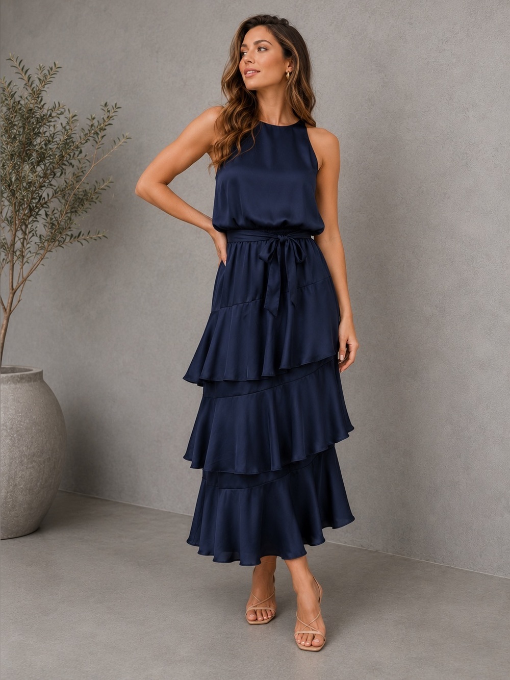 PETAL & PUP SEYCHELLE DRESS - NAVY SIZE 12 B1176